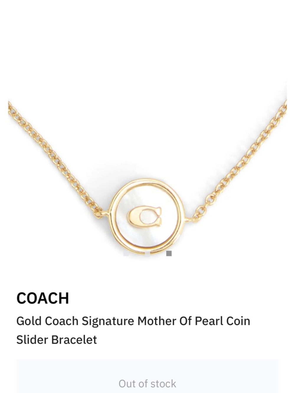 COACH Gold and Mother-of-Pearl Coin Pendant Necklace